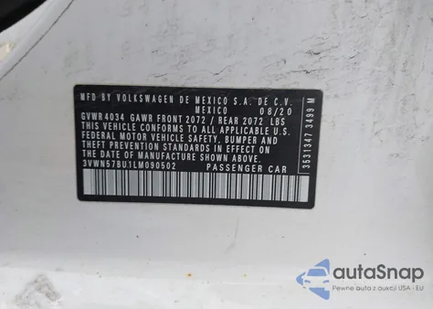 2020 Volkswagen Jetta 1.4T R-Line/1.4T S из США, поврежденный, VIN 3VWN57BU1LM090502